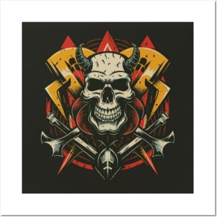 Skull Head Warrior Dark Fantasy Illustration Posters and Art